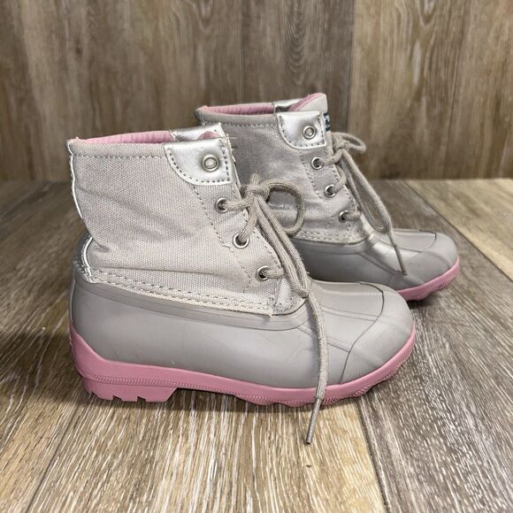 Sperry Port Girls Youth US Size 11M Gray Pink Outdoor Duck Rain Boots SCL162060 - Picture 1 of 11